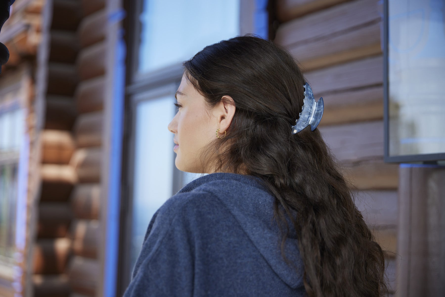 CLAW CLIP NAVY 9CM HANDMADE