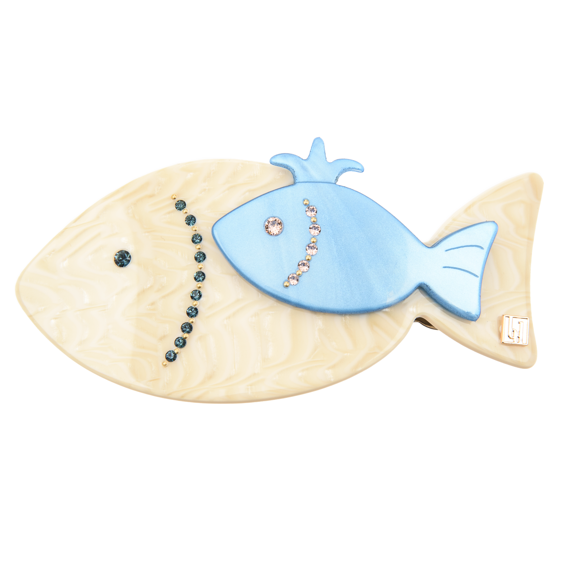 Image of Fish clip Ivory Swarovski Handmade from Bon Dep Icons