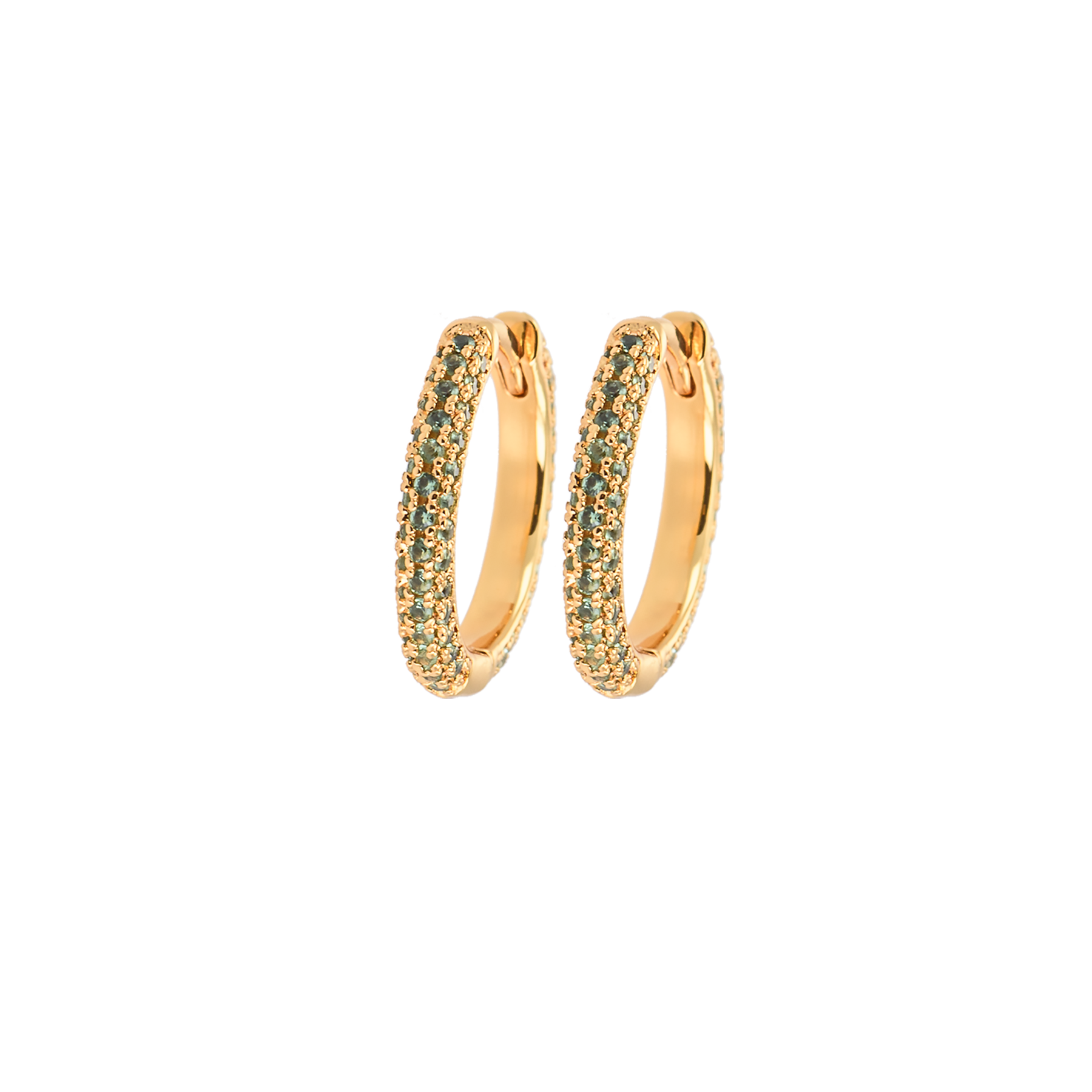 Image of Medium stone covered hoops Mint from Emilia by Bon Dep