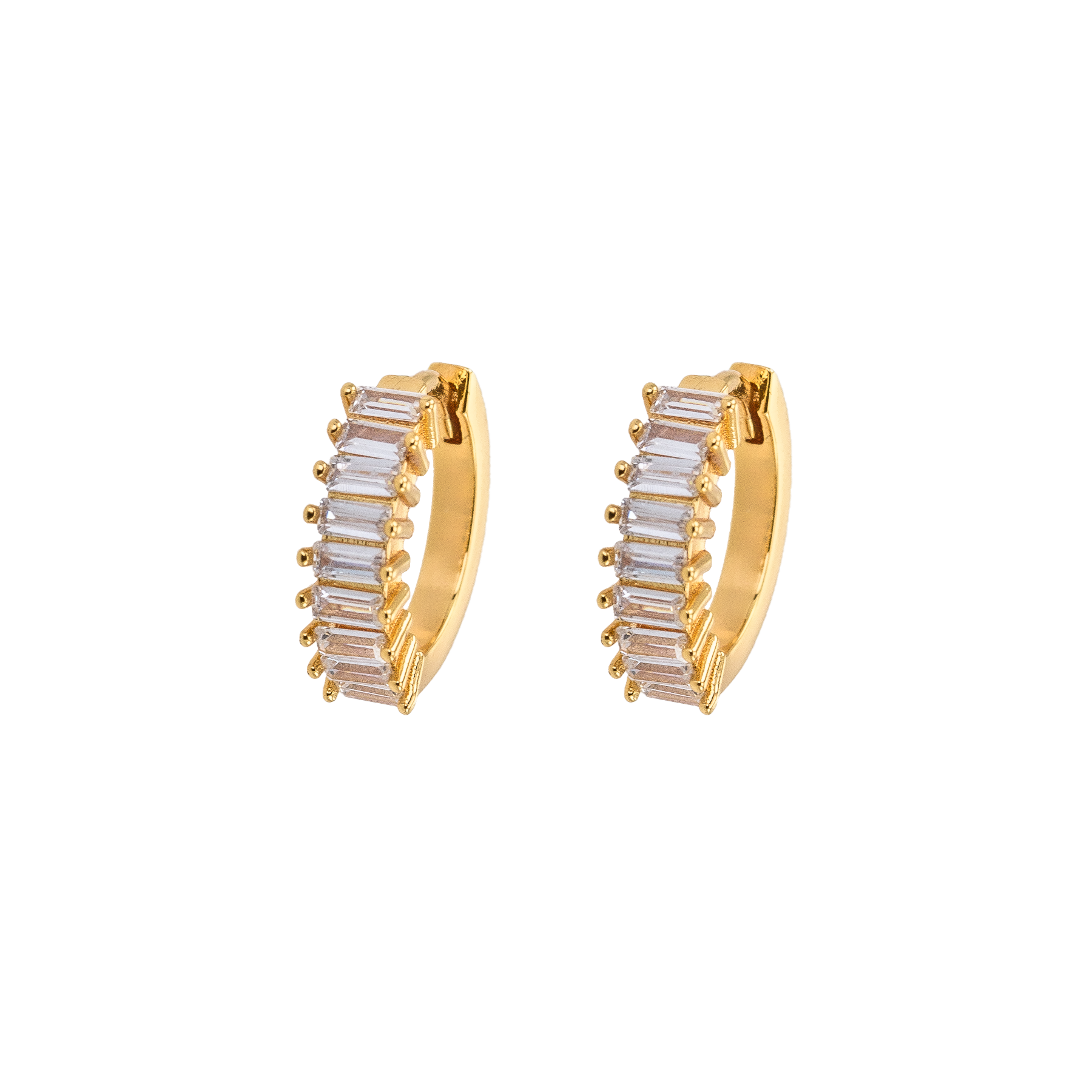 Image of Small squared stone hoops White from Emilia by Bon Dep