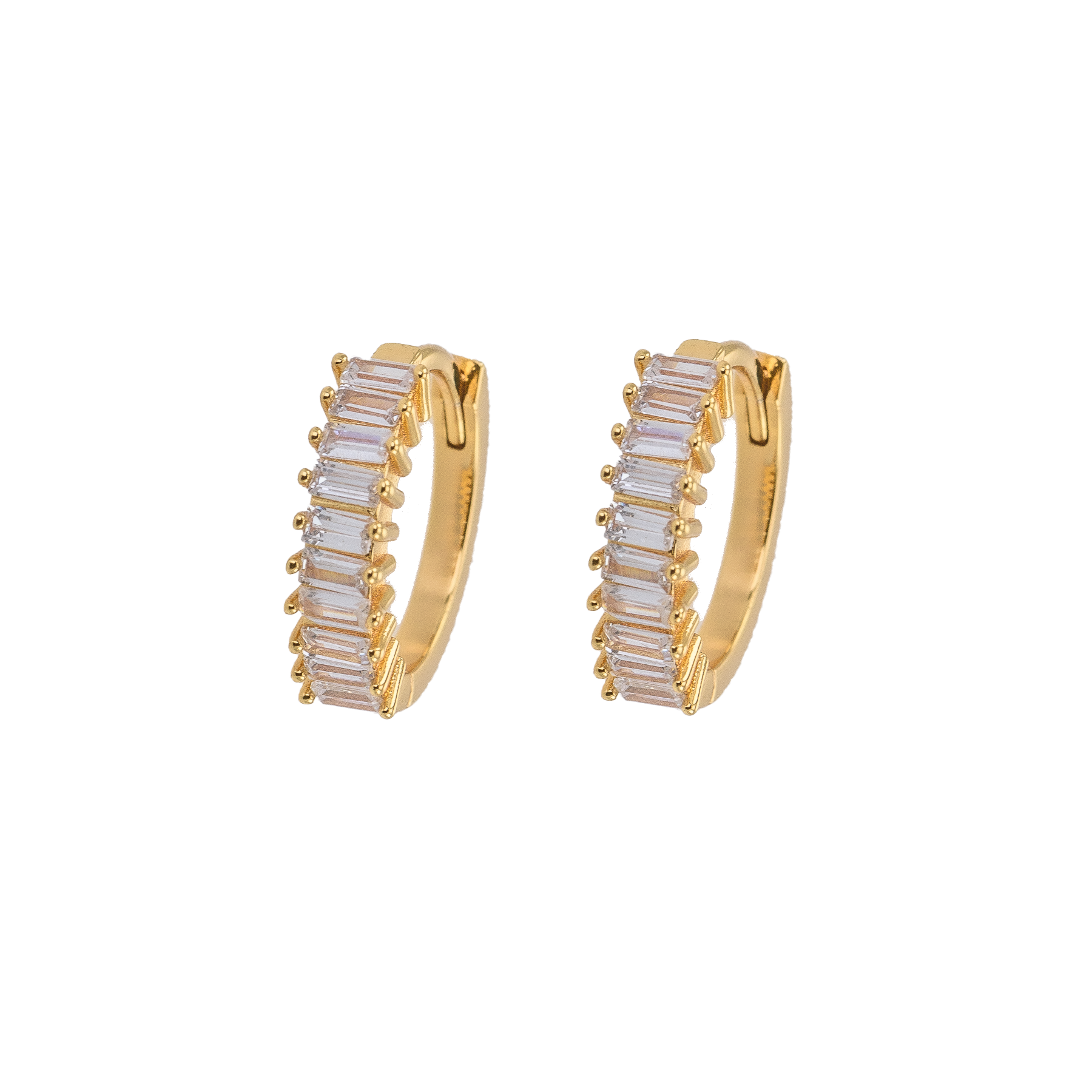 Image of Medium squared stone hoops White from Emilia by Bon Dep