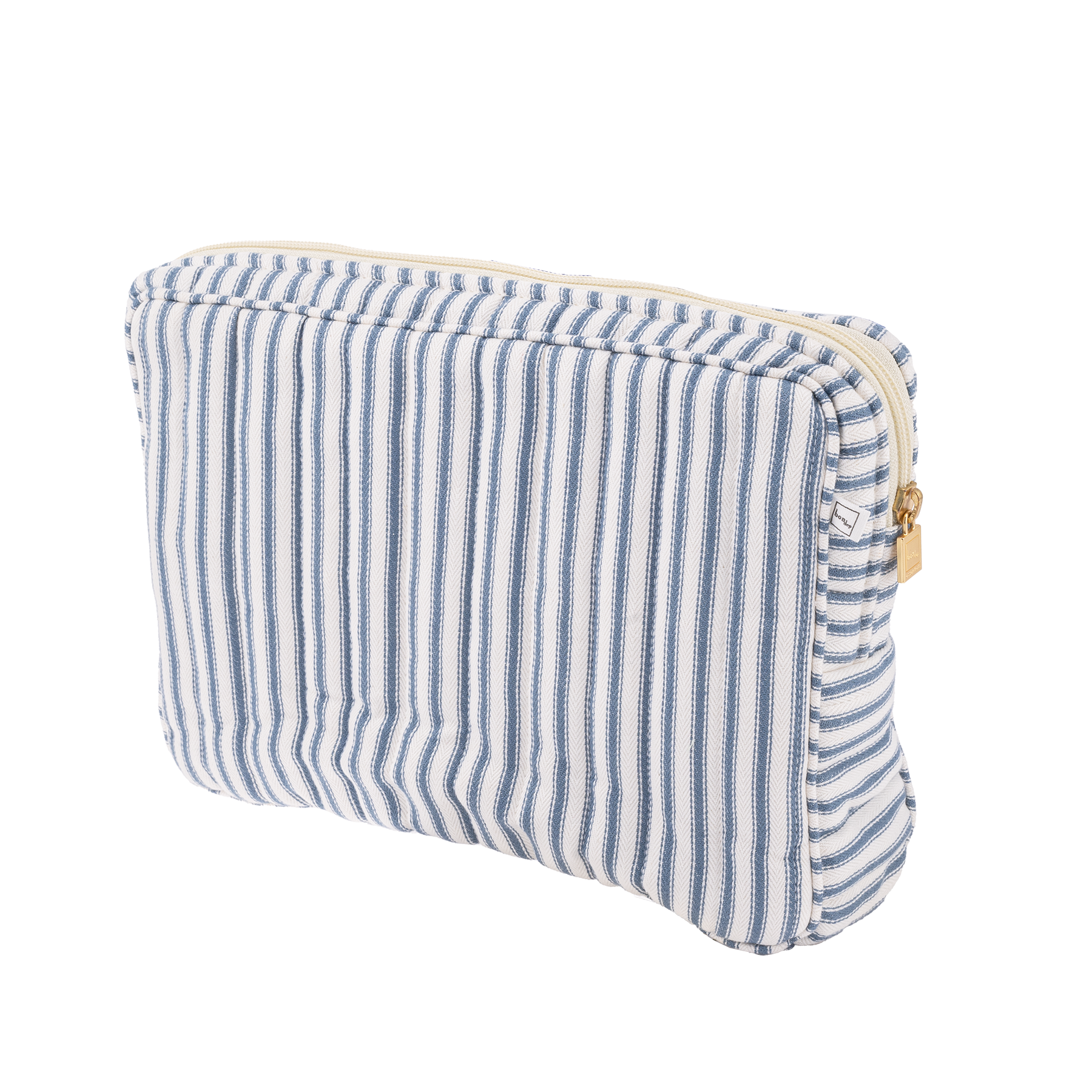 Image of Pouch big mw Ticking stripe blue from Bon Dep Essentials