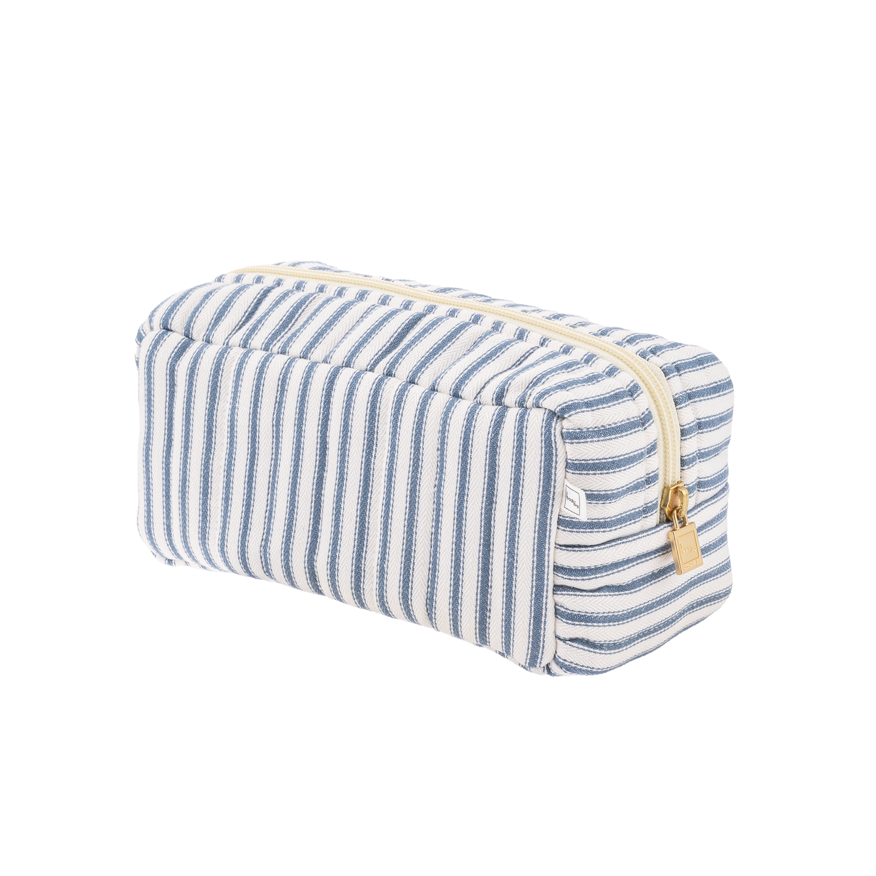 Image of Pouch XS square mw Ticking stripe blue from Bon Dep Essentials