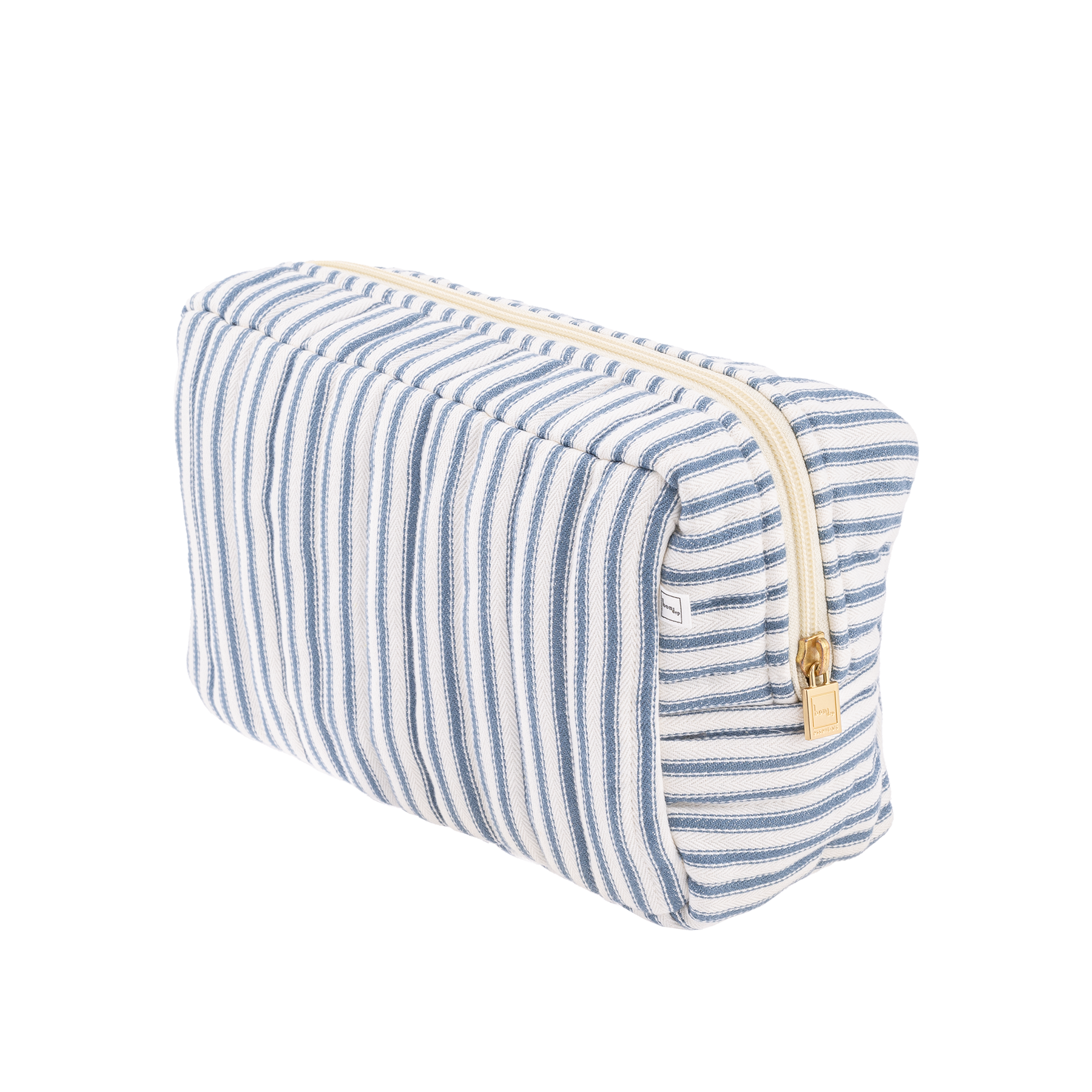 Image of Pouch square mw Ticking stripe blue from Bon Dep Essentials