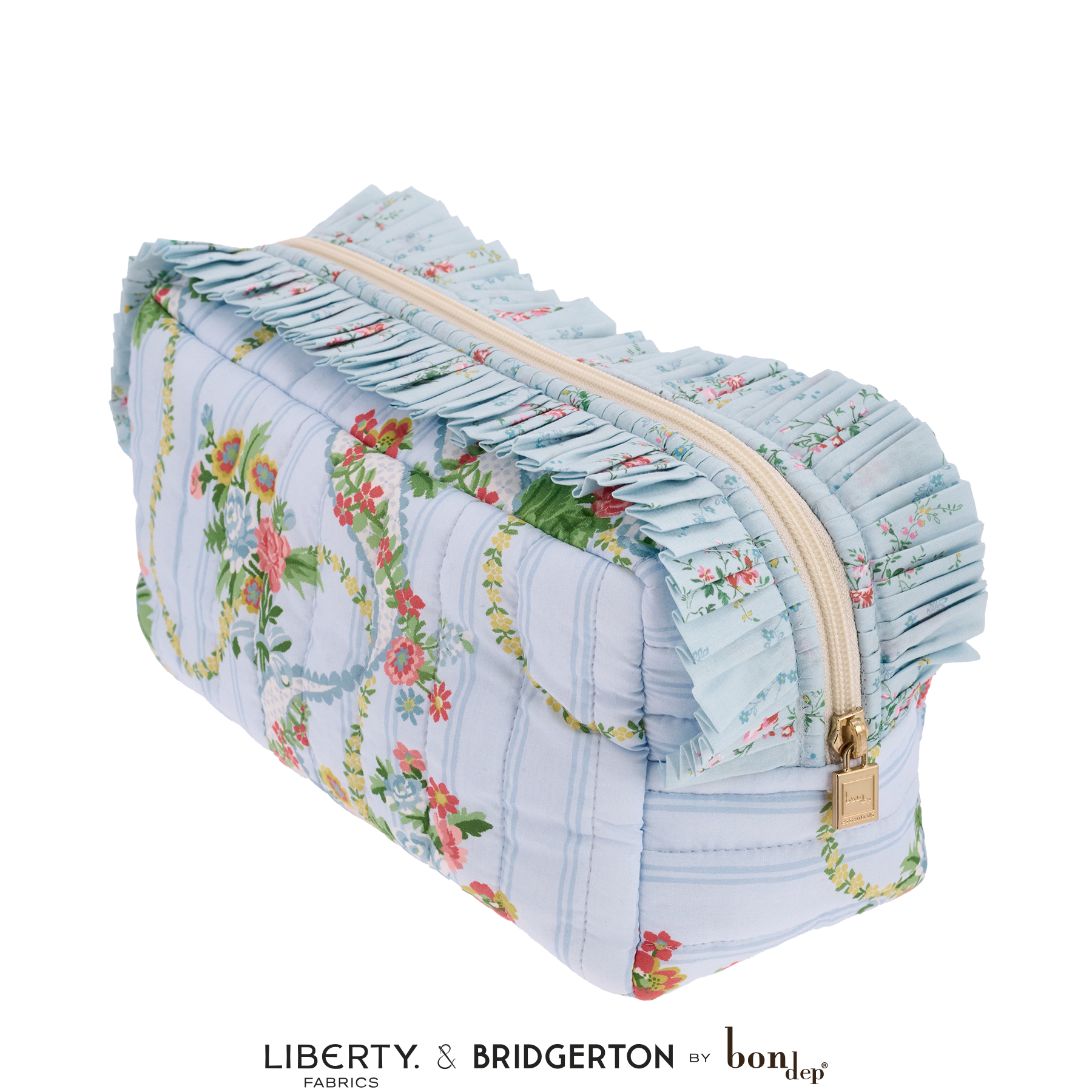 POUCH SQUARE RUFFLES MW LIBERTY RIBBON CASADE