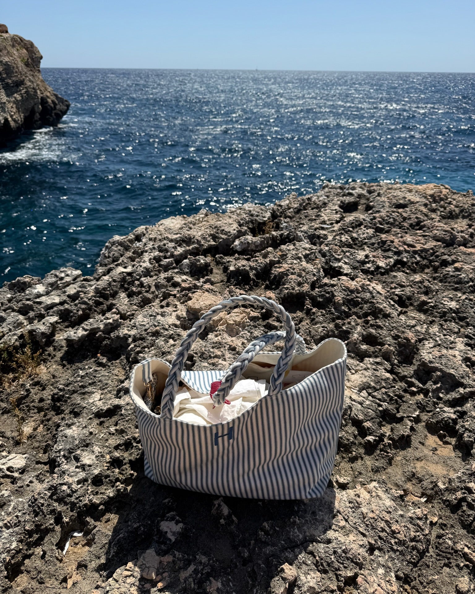 SHOPPER MW TICKING STRIPE BLUE