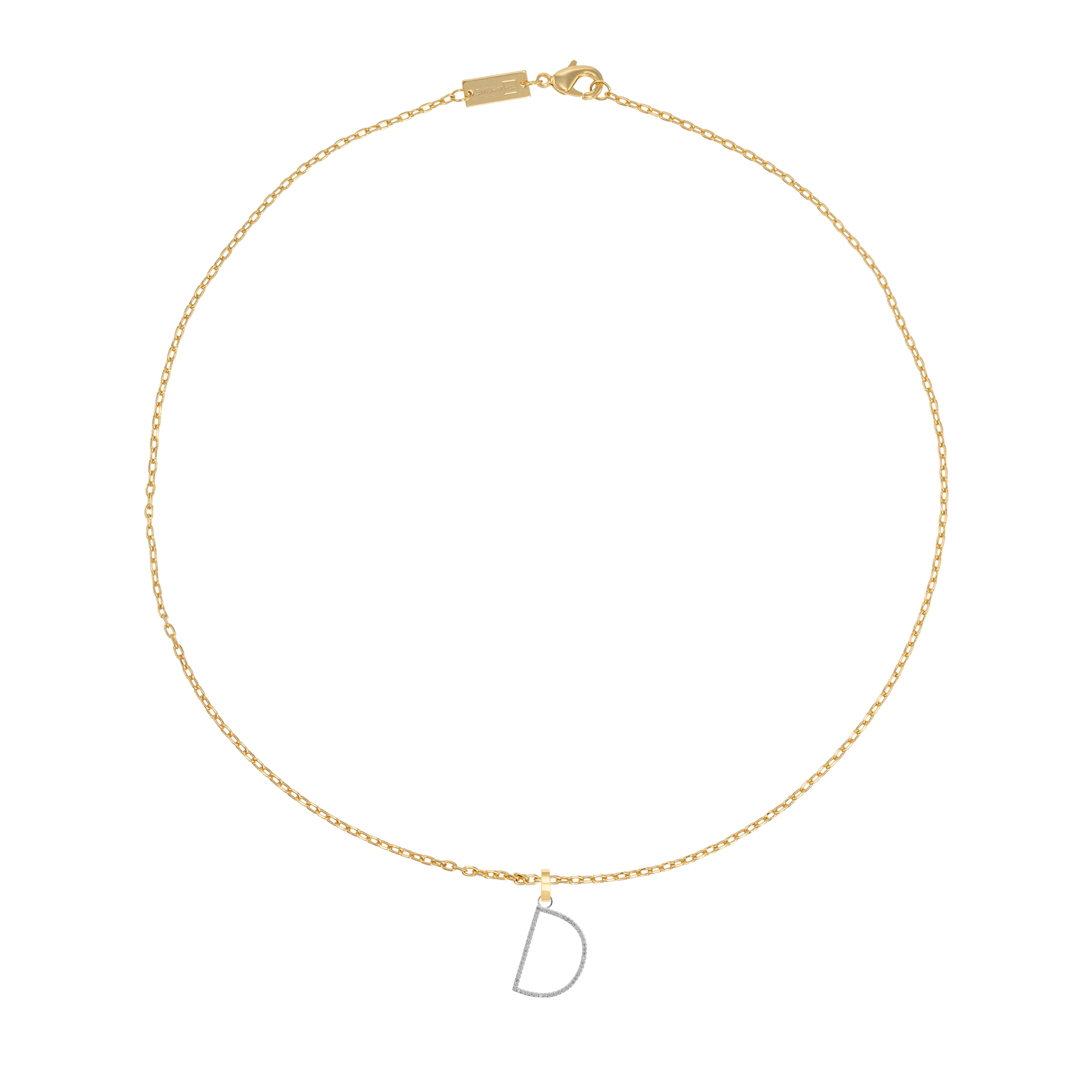 Large Letter Necklace Gold D