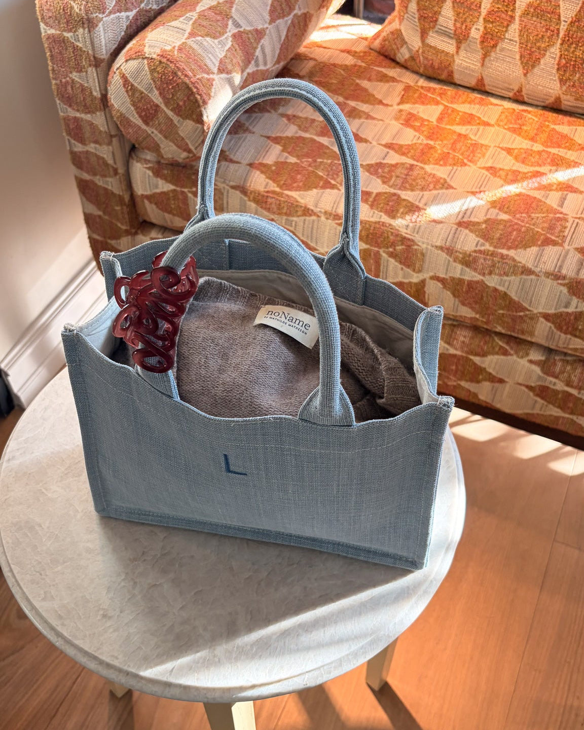 TOTE BAG MINI BELGIAN LINEN LIGHT BLUE