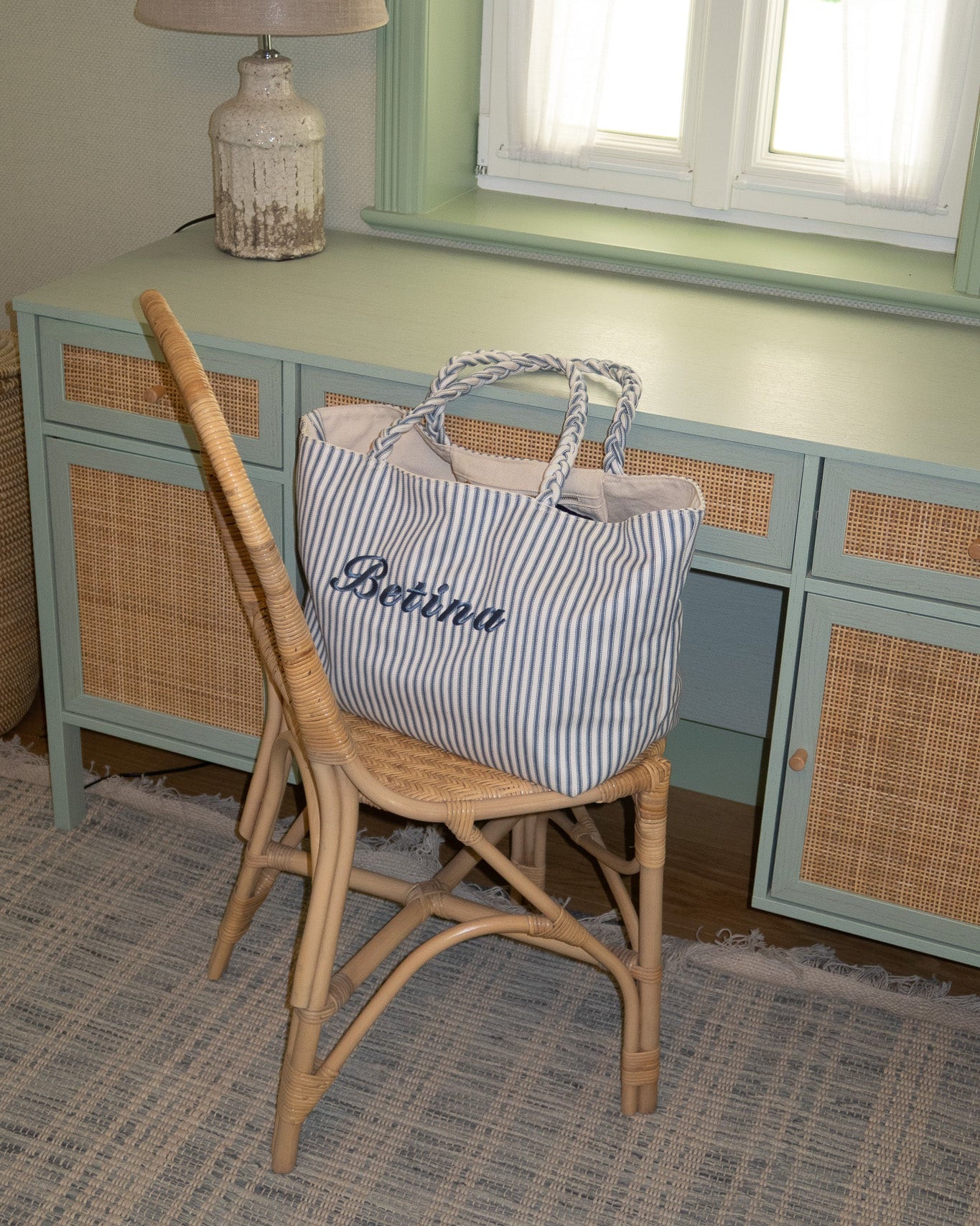 SHOPPER MW TICKING STRIPE BLUE