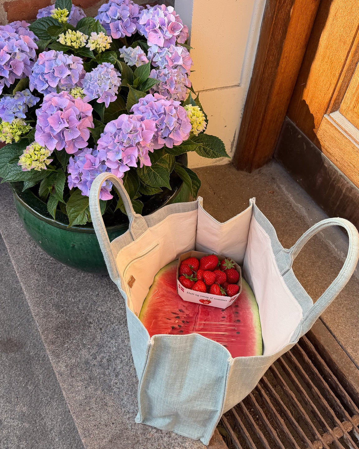 TOTE BAG BELGIAN LINEN MINT