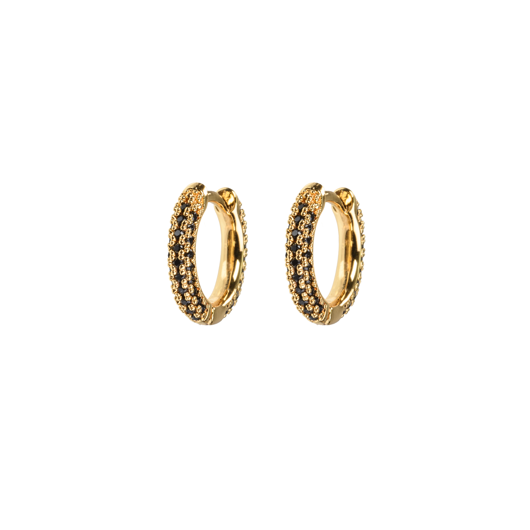 Image of Small stone covered hoops Black from Emilia by Bon Dep