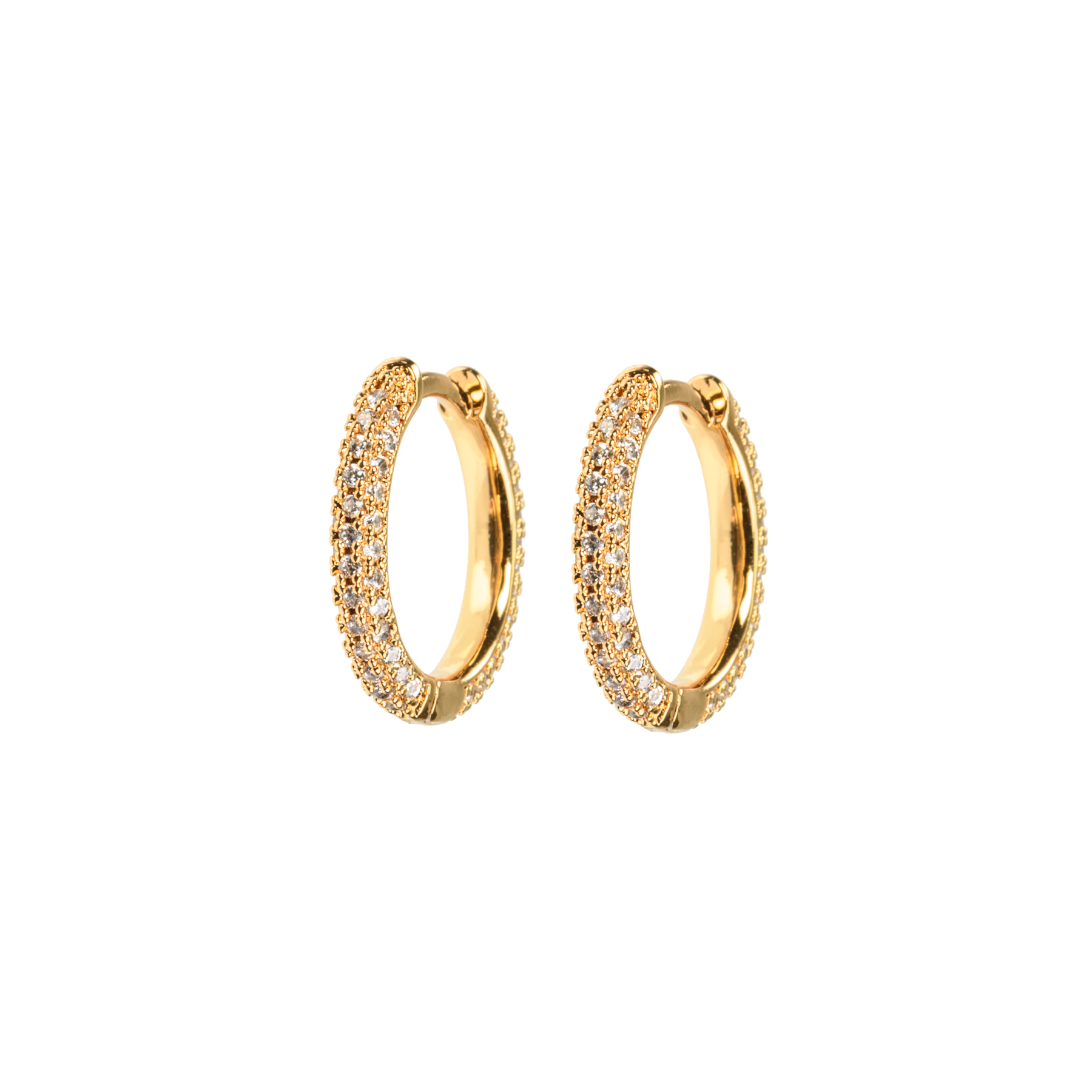 Image of Medium stone covered hoops White from Emilia by Bon Dep