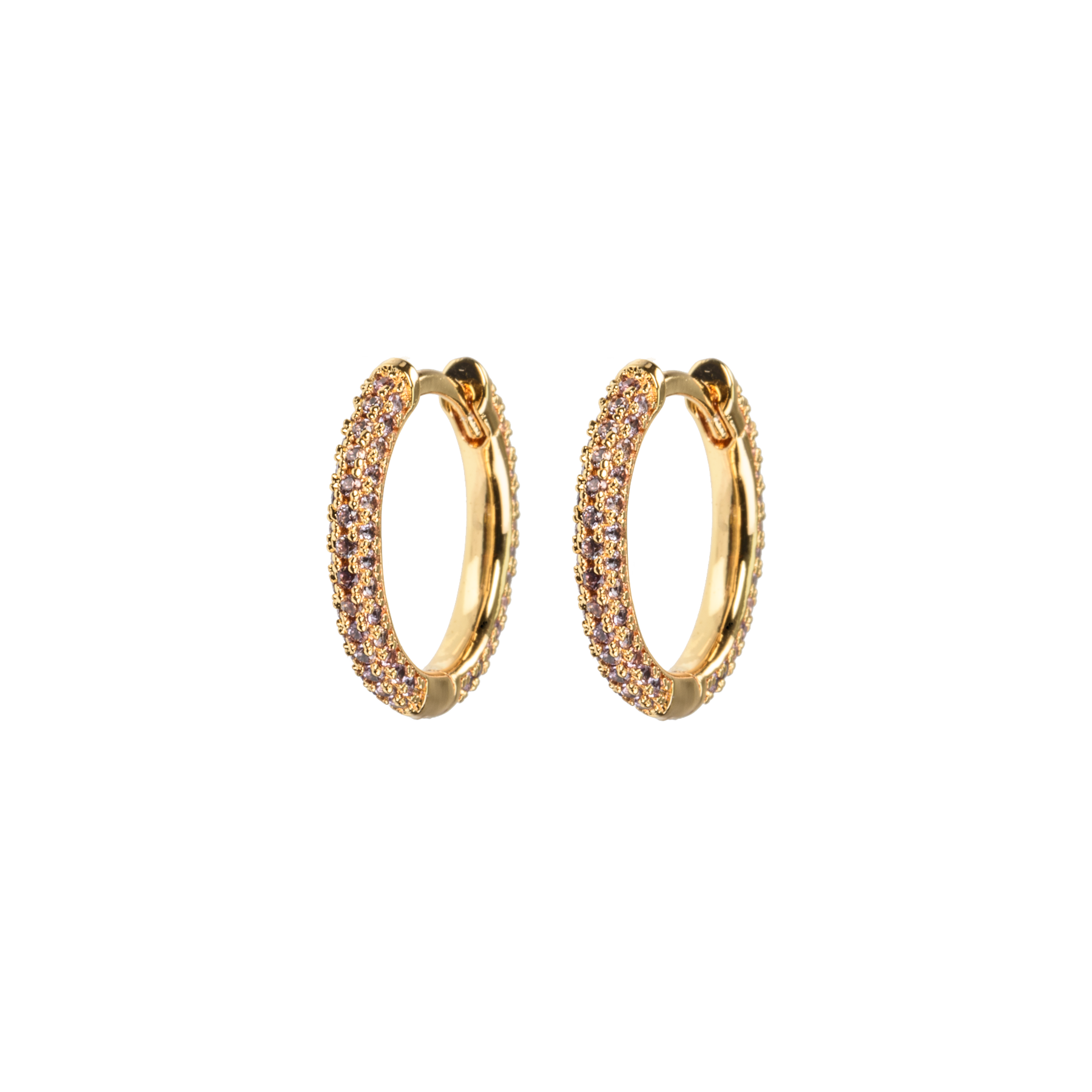 Image of Medium stone covered hoops Brown from Emilia by Bon Dep